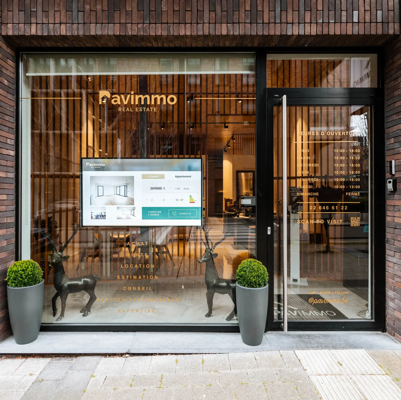 Devanture de l'agence Pavimmo à Evere, Bruxelles